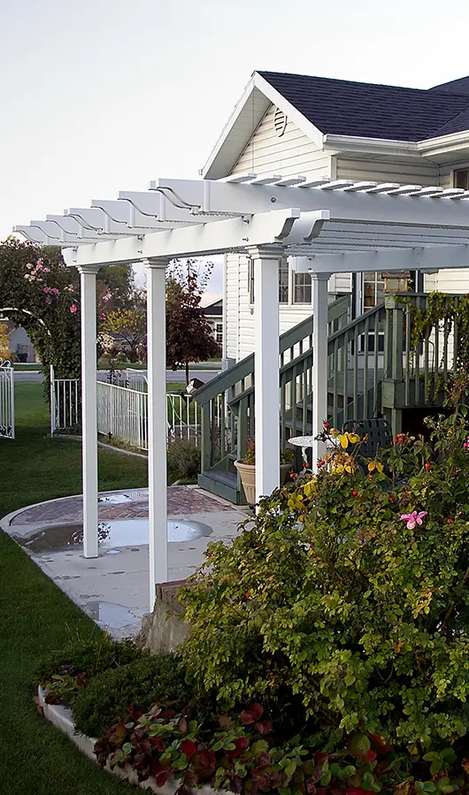 White Vinyl backyard pergola