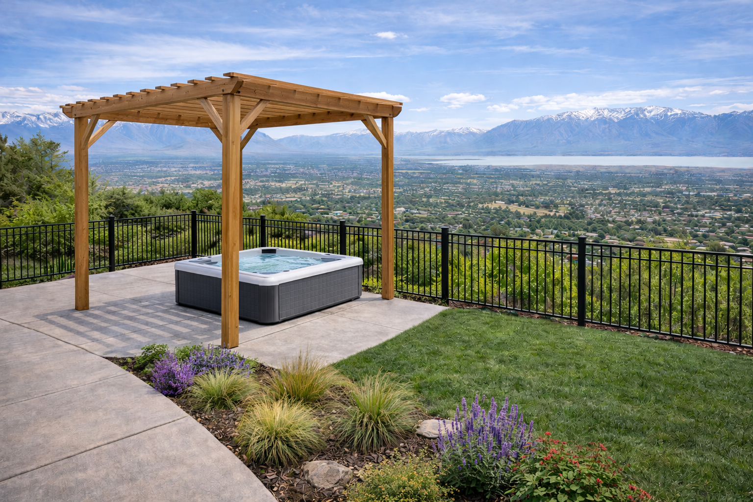 Backyard oasis with Utah valley view